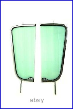 1955-1959 Chevy GMC Truck TINTED Vent Window Glass with Chrome Frame PAIR LH+RH