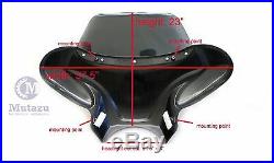 38 Universal Large Matte Black Front Batwing Fairing with Tinted Windshield