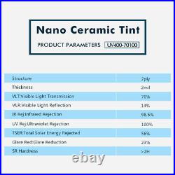 High UV Proof Nano Ceramic Film VLT 70% Green Window Tint Windshield Sticker