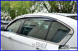 Tape-On Smoke Tinted Side Window Visors For 13-17 Honda Accord 4Dr Sedan