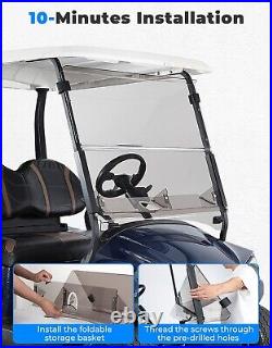 With Storage Tinted Golf Cart Folding Windshield for Club Car Precedent 2004-2024