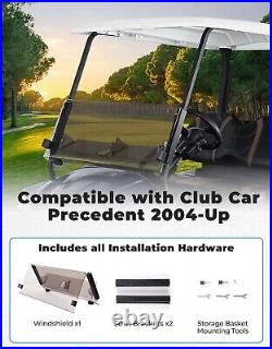 With Storage Tinted Golf Cart Folding Windshield for Club Car Precedent 2004-2024